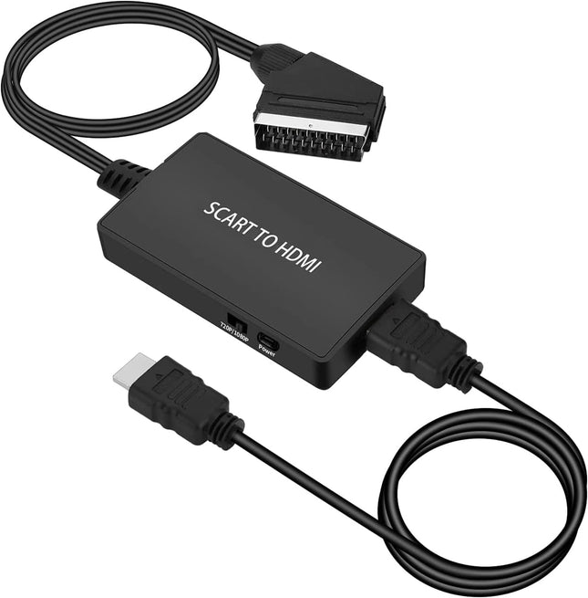 AIFHDAUF SCART to HDMI Converter, Scart to HDMI Adapter HD 720P/1080P Switch Video Audio Converter Adapter for HDTV Monitor Projector Xbox PS3 VHS STB Sky Blu-ray DVD Player