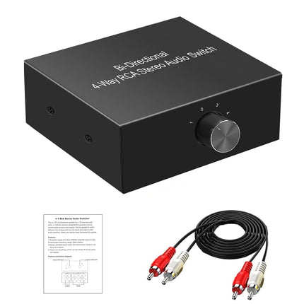 UNSTINCER Cinch RCA L/R audio lüliti 4(1)-sisend-1(4)-väljund, analoog passiivne stereo Aux lüliti, kahesuunaline käsitsi helivaliku lüliti jaotur fonokõrvaklappidele võimendile arvuti kõlarile