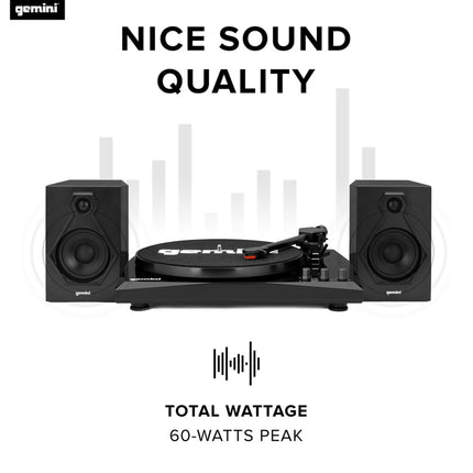 Gemini TT-900BB - Black | Turntable with Sound System - Bluetooth - Complete System