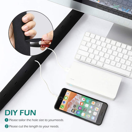 GeeRic 4M Cable Sleeve Neoprene Cable Duct with Adjustable Diameter for Cable Management, Neoprene Flexible and Reusable with Velcro Fastener Black/White