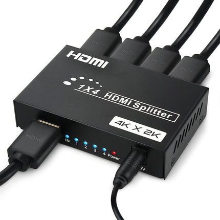 TCNEWCL 4K HDMI jaotur 1 sisend 4 väljundit samaaegne 1x4 audio-video HDMI jaotur toiteallikaga, toetab 3D-d, HDCP-d, ühildub HDTV, Xboxi, PS4, Blu-ray-mängija ja projektoriga