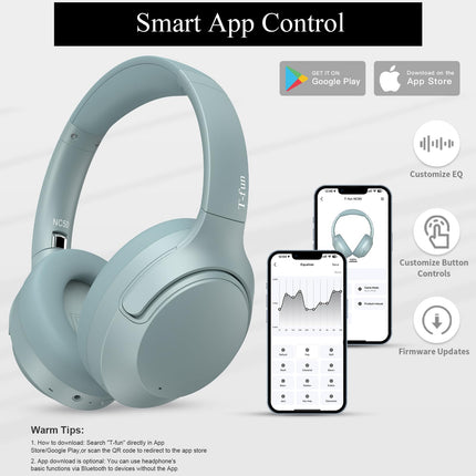 T-fun NC50 juhtmevabad kõrvaklapid hübriidse mürasummutusega, Bluetooth 5.3, mängu-/läbipaistvusrežiim, rakenduse kaudu kohandatav ekvalaiser, 65 tundi aku tööiga, kahe seadme ühendus
