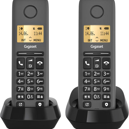 Gigaset Pure 120 Duo - 2 juhtmeta telefoni "ära sega" ja ECO DECT režiimiga - valgustatud ekraan - kuuldeaparaatidega ühilduv, antratsiitmust [Ühildub Saksamaal, Itaalias, Prantsusmaal, Hollandis, Belgias, Šveitsis, Austraalias]