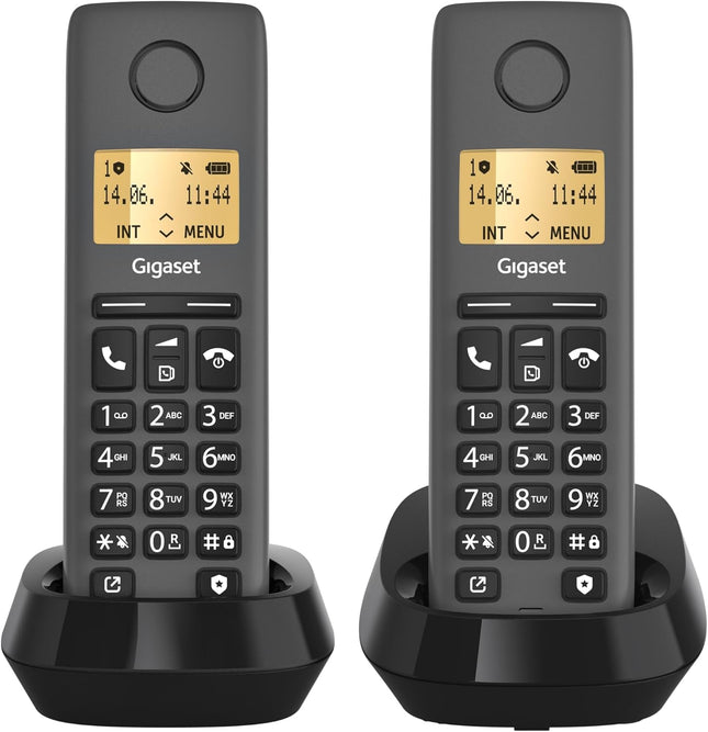 Gigaset Pure 120 Duo - 2 juhtmeta telefoni "ära sega" ja ECO DECT režiimiga - valgustatud ekraan - kuuldeaparaatidega ühilduv, antratsiitmust [Ühildub Saksamaal, Itaalias, Prantsusmaal, Hollandis, Belgias, Šveitsis, Austraalias]