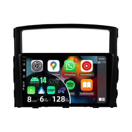 JOYX - 6G+128G - Android 12 IPS autoraadio sobib Mitsubishi Pajero 4 V80 V90 (2006-2014) - Juhtmevaba CarPlay/Android Auto/DSP - Kaamera ja mikrofon - 9-tolline 2 DIN-ekraan - DAB roolil juhtimine Fast-Boot 360-CAM