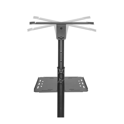 PureMounts PM-PCART-10 - Kallutatav projektorikäru / projektsioonilaud projektoritele, paindlikult reguleeritav (950 mm kuni 1450 mm), lukustatavad rattad, kandevõime 10 kg, must värv