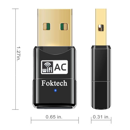 WLAN-pulk, AC600 kahesageduslik 2.4G/5G traadita võrgu USB WiFi-adapteri dongle lauaarvutile, sülearvutile, tahvelarvutile, toetab Win 10/8/7/Vista/XP/2000, Mac OS 10.4–10.12