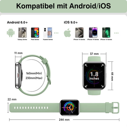 Fitpolo nutikell meestele ja naistele, pulsimonitoriga aktiivsusmonitor, unemonitor, IP68 veekindel, spordikell enam kui 110 spordirežiimiga, sammulugeja, nutikell Alexaga Androidile, iOS-ile, Samsungile
