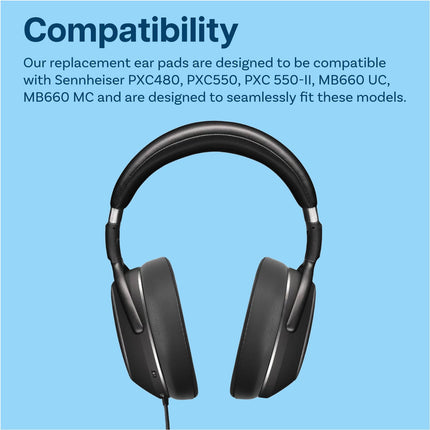 MMOBIELi vahetuskõrvapadjad Sennheiser PXC480/PXC550/PXC 550-II/MB660 UC/MB 660 MC kõrvaklappidele - jahutava geeliga kõrvapadjad - vahetuspadjad - mustad