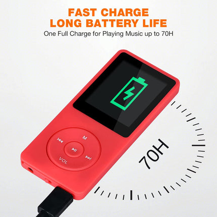 MP3-mängija, MP3/MP4 digitaalne muusikapleier, Lychee Upgrade 8 GB kaasaskantav HiFi heliga muusikapleier muusika/video/häälesalvestuse/FM-raadio/e-raamatute lugejaga, toetab kuni 64 GB (punane)
