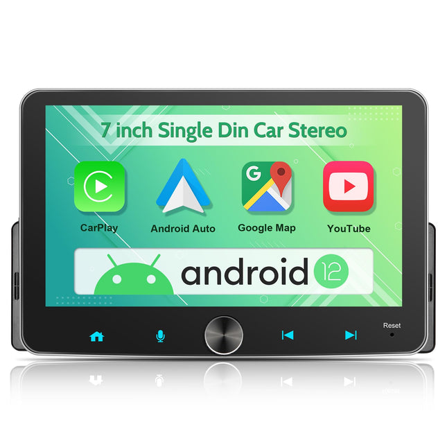 4G+64G Android car radio 1Din with wireless CarPlay, 7 inch Android car Bluetooth radio 1Din with screen, touchscreen CarPlay car radio with navigation, Google Play, SWC, AM/FM/DSP, USB/WiFi