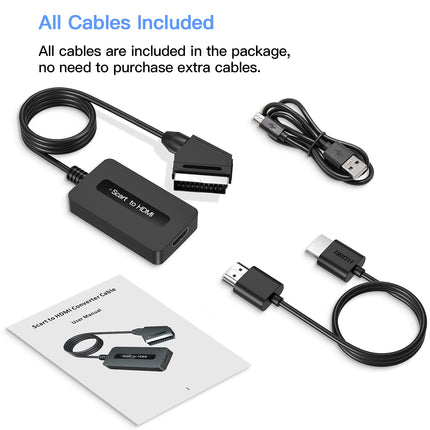 SUNNATCH Scart to HDMI Converter with HDMI Cable and Scart Cable, Male Scart to HDMI Adapter