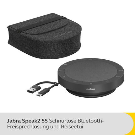 Jabra Speak2 55 Bluetooth hands-free solution, 4 noise-cancelling microphones, 50 mm wideband speaker, wideband audio, compact, portable - certified for MS Teams, dark grey