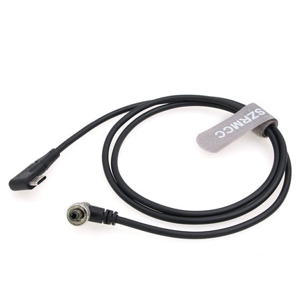 SZRMCC 12V PD täisnurgaga C-tüüpi USB-C täisnurgaga lukustatava DC 2.1 2.5 päästiku toitekaabel Atomos Battery Eliminatorile Shinobi 7 Shogun Connecti videoseadmetele Pix-E7 E5 monitor (50cm)
