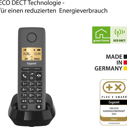 Gigaset Pure 120 - Juhtmeta telefon "Ära sega" ja ECO DECT funktsiooniga - valgustatud ekraan - kuuldeaparaatidega ühilduv, antratsiitmust [Ühildub Saksamaal, Itaalias, Prantsusmaal, Hollandis, Belgias, Šveitsis, Austraalias]