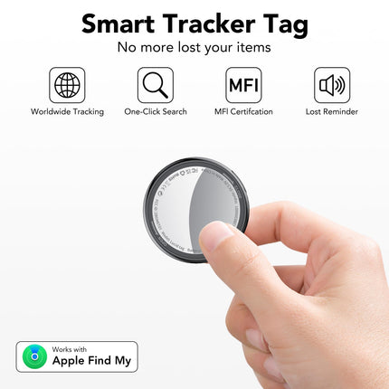Smart Air Tracker Tag, Key Finder Compatible with Apple Find My App (iOS ONLY, Android Not Supported), Bluetooth Tracker for Luggage/Bags/Suitcases, Replaceable Black (4 Pack)