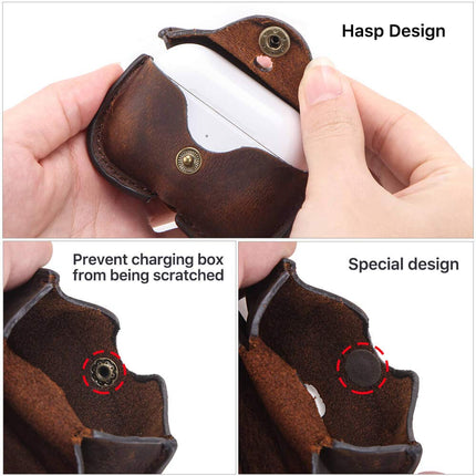 CONTACT'S FAMILY Case for AirPods Pro 2/1, Airpods Pro Case Leather, Airpods Pro Leather Case, Leather Case Compatible with AirPods Pro 2/1 Generation with Key Hook (Coffee)