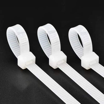 250 tk kaablisidemeid 300 mm iselukustuvad nailonist traatsidemed kaablite jaoks, valged lukuga kaablisidemed