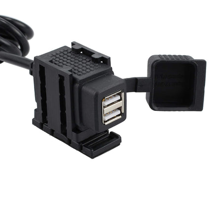 eSynic mootorratta USB-laadija topeltpesa 2.1A/1.0A universaalne USB-toiteport sobib 12V/24V veekindla USB-toitepordi mootorratta ja jalgratta laadimispesaga