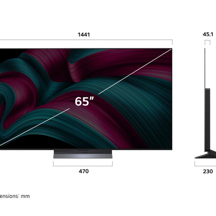 LG OLED65C5ELB teler 65-tolline (165 cm) 4K OLED evo AI-teler (α9 Gen8 4K AI protsessor, webOS 25, 120 Hz (VRR kuni 144 Hz)) [mudeliaasta 2025]