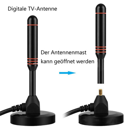 CAM2 DVB-T/DVB-T2 antenn DTA240 - tugevam varrasantenn digitaaltelevisiooni/DVB-T2 tuuneri jaoks, pulk/tugev alumiiniumsüdamik maksimaalse signaalikvaliteedi tagamiseks - magnetilise aluse ja 2m kaabliga, siseruumidesse kasutatav antenn