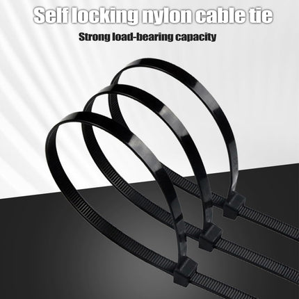 Cable Ties, Black, 100 Pack, 300 mm x 3.6 mm, 18 kg Tensile Strength, UV-Resistant, Nylon Plastic, Self-Locking, Large, Heavy-Duty, Cable Wrap for Tidy Wires, Home, Workshop