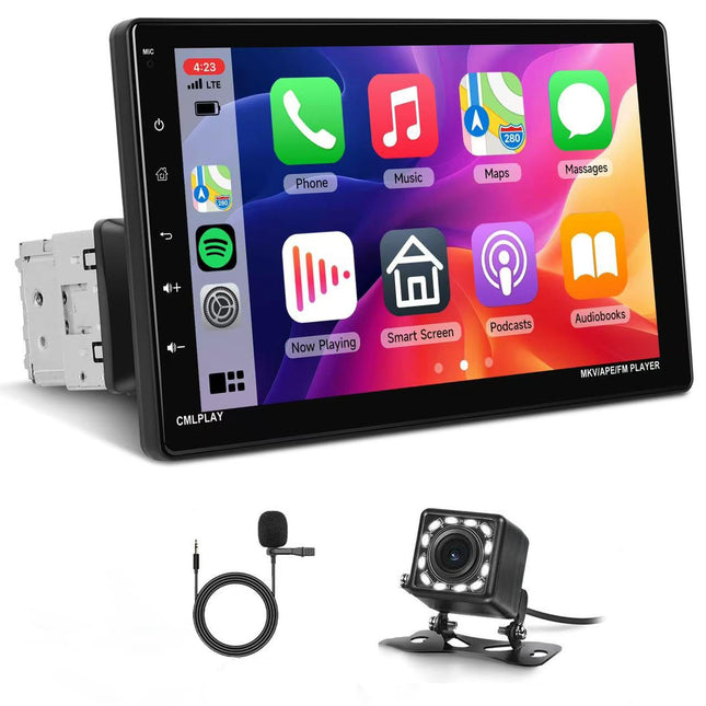 Rimoody autoraadio 1 DIN juhtmevaba Carplay Android Auto 9-tolline IPS eemaldatav ekraan 1 DIN autoraadio IOS/Android Mirror Link FM/USB/EQ/AUX/TF roolil juhtimisega tahavaatekaamera