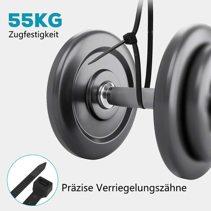 Bonisoni kaablisidemed - 500 tk nailonist 7,6 mm/30,5 cm iselukustuvad tõmblukuga kaablite haldamiseks aianduseks, elamiseks, töötubadeks, UV-kindlad, temperatuurikindlad ja vastupidavad.