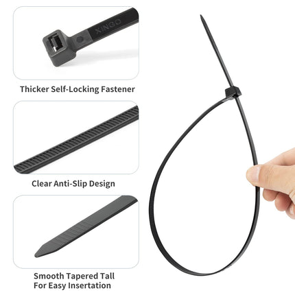 XINGO 100 pieces cable ties black, 500 mm x 9 mm wide cable ties, tensile strength 80KG, UV-resistant cable ties long set, large cable ties for cable management