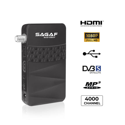 LEYF &amp; Sagaf SUD-0507 mini-satelliidi vastuvõtja DVB-S2 /ARD ja ZDF SD väljalülitusega/Full HD 1080p digitaalne vastuvõtja (HDTV, USB)