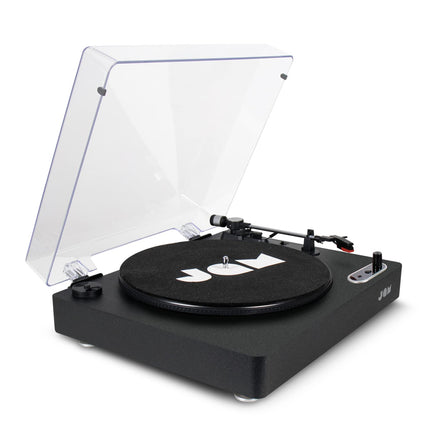 JAM Spun Out Turntable Bluetooth - Record Player, 3-Speed ​​Vinyl Player, Record Player with Dust Cover, Headphone Jack, Aux-In, Vinyl to MP3 Conversion, Black