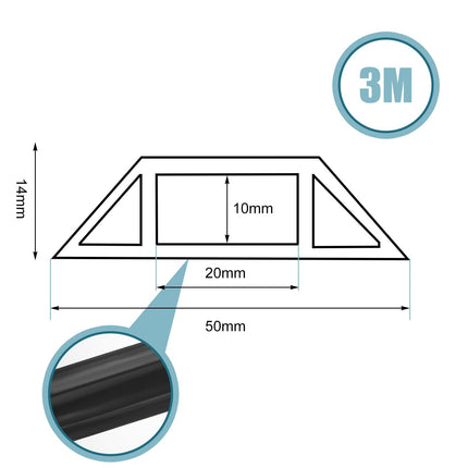 AKOLAFE 3M Cable Protector Floor, Outdoor Cable Cover, Black Rubber Wire Protector, Waterproof, Pet Proof Wire Covers with 3 Cable Channels for Garages, Offices, Retail, Gyms,