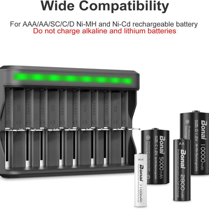 Universal Battery Charger, BONAI Battery Charger LED USB Intelligent Battery Charger Fast Smart Battery Charger for AA AAA CD NI-MH/NI-CD Rechargeable Batteries