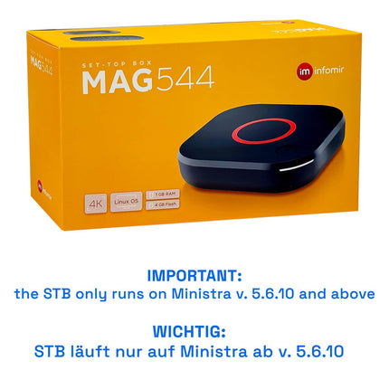 MAG 544 originaal Infomir &amp; hb-digital 4K digiboks multimeediapleier interneti-TV vastuvõtja UHD 60FPS 2160p@60 FPS HDMI 2.1 4K ja HEVC tugi USB3.0 4X ARM Cortex-A35 + HDMI-kaabel