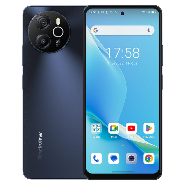 Blackview Shark 8 Smartphone Unlocked, 16GB+256GB, 6.78" FHD+ 120Hz, 64MP+13MP Camera, 33W Fast Charging, Three Card Slots, Android 13 Mobile Phone, Smart-K Box Speaker, GPS NFC Black
