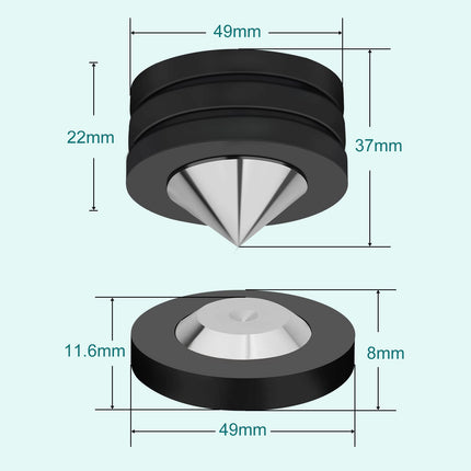 YuanYongi kõlaripulgad, 4 komplekti 49 mm × 49 mm kõlarijalgu, POM roostevabast terasest kõlaripatjadega. HiFi-seadmete jalad HiFi-kõlaritele, subwooferitele, helivõimenditele, DAC-idele ja CD-mängijatele (mustad).