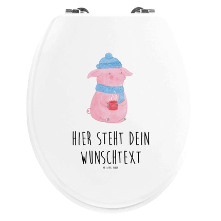 Mr. &amp; Mrs. Panda Personalized Toilet Seat Motif Pig Mulled Wine - Personalized Gifts, Christmas, Personalized Toilet Lid,