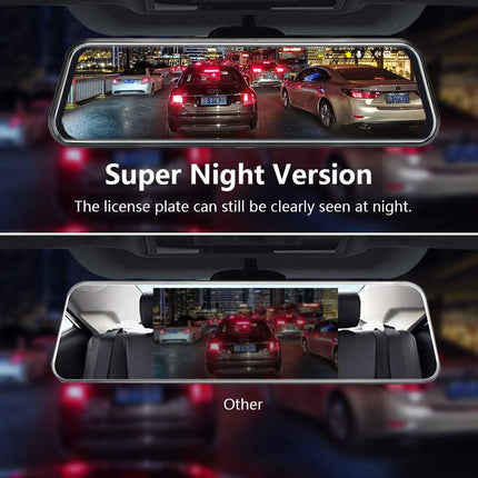 Jansite Mirror Dashcam with Rear View Camera 10'' Touch Screen FHD 1080P Car Camera Rear View Camera Mirror with 10 Meter Cable, Dashcam Mirror with 170° Wide Angle Night Vision Wide Angle G-Sensor