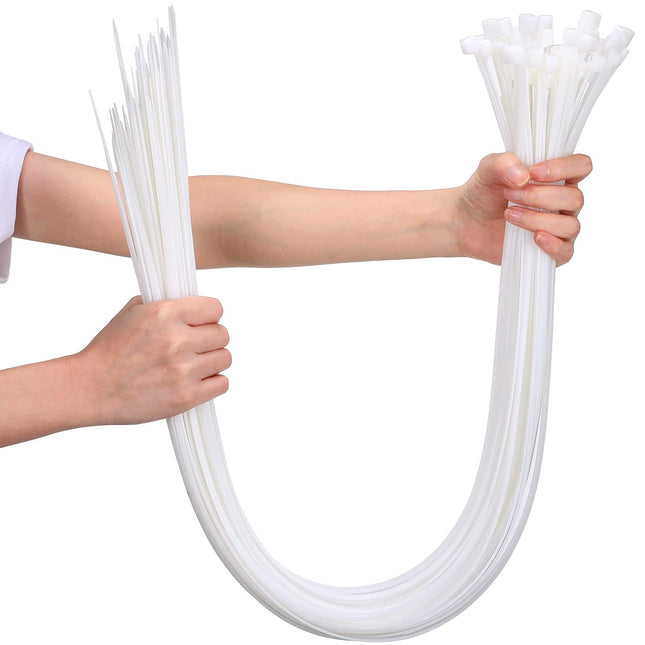 Cable Ties Extra Long White 600mm x 8.8mm Strong Large Cable Ties, 50 Pack Industrial Durable Strong Wire Ties for Tying Fences, Awnings, Tying Branches and Plants