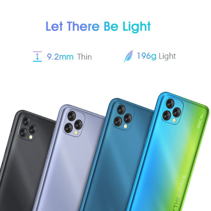 OSCAL C60 Android 11 4G nutitelefon, lukustamata, Helio A22 neljatuumaline, 4 GB muutmälu + 32 GB ROM, 6,53-tolline HD+ ekraan, kahe SIM-kaardiga mobiiltelefon, 13 MP + 5 MP topeltkaamera, 4780 mAh aku, GPS, WiFi, näotuvastus, sinine