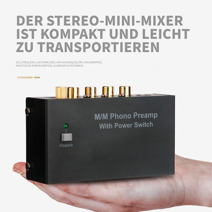 Magicbox Phono eelvõimendi Pro | RIAA-MM eelvõimendi 92dB signaali-müra suhtega, RCA/TRS/pesa ja plug-and-play ühendusega – Audio-Technica/Sony/Vintage seadmetele