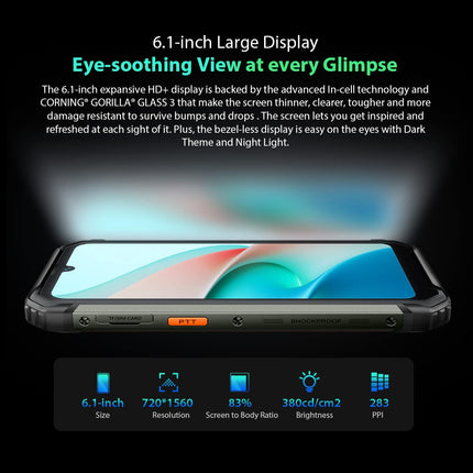 Blackview BV7200 lepinguta õues kasutatav nutitelefon, 50MP topeltkaamera, Helio G85 6GB+128GB, IP68 Android 12 vastupidav nutitelefon, 6,1-tolline HD+ ekraan, kõlar, kinnasrežiim, 5180mAh aku, NFC roheline