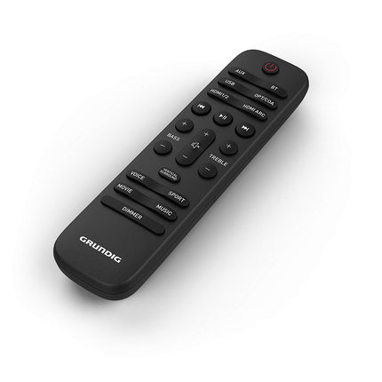 Grundig DSB 1000 heliriba integreeritud subwooferiga, õhuke disain, 2.1 kanaliga Dolby Atmos, 120 vatti muusikavõimsust, Bluetooth 4.2, HDMI (ARC), optilised, koaksiaalsed ja aux-sisendid, must