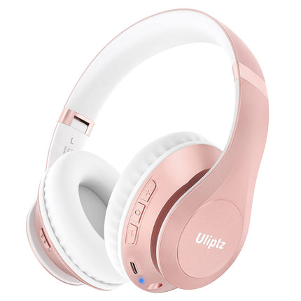 Uliptz juhtmevabad Bluetooth-kõrvaklapid, 65 tundi mänguaega, 6 ekvalaiseriga helirežiimi, HiFi stereo kõrvaklapid mikrofoniga, kokkupandavad Bluetooth 5.3 kõrvaklapid reisimiseks/kontorisse/telefoni/arvuti jaoks (roosakuldne)