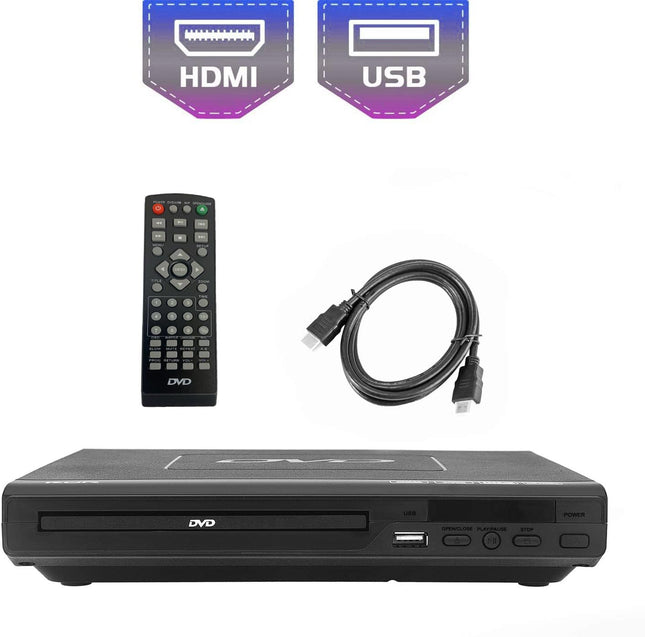 KCR DVD-mängija telerile, DVD/CD/MP3 USB-pordi, HDMI- ja AV-väljundiga (HDMI- ja AV-kaablid kaasas), kaugjuhtimispult