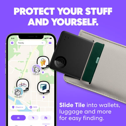 Tile by Life360 Slim (2024) – rahakotiotsija, Bluetooth-jälgija ja esemete leidja pagasisiltide, passide ja muu jaoks, iOS-i ja Androidi ühilduv, telefoniotsija, 1 tk pakis (must)