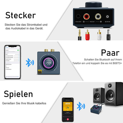 B06T3 LDAC Bluetooth-vastuvõtja stereosüsteemile, Aptx Bluetooth-adapter HiFi madala latentsusega (&lt;40ms) Chinch RCA ja 3,5 mm, muusika edastamine mobiiltelefonist/tahvelarvutist/sülearvutist/MacBookist