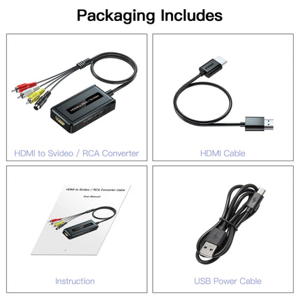 PARUIEN 2-ühes HDMI-S-Video/RCA muundur, 1080P S-video adapter, komposiit-AV + R/L-audio muundur, mis ühildub DVD/PS3/PS4/TV-pulgaga