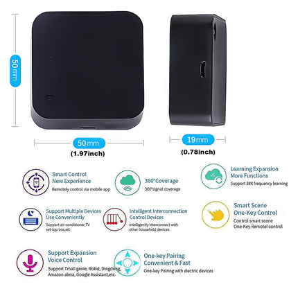 WiFi Smart Remote Controller Smart Home Infrared Universal Remote Control Blaster, one for all control AC TV DVD CD AUD Air Conditioner SAT etc., no hub required, compatible with Alexa and Google