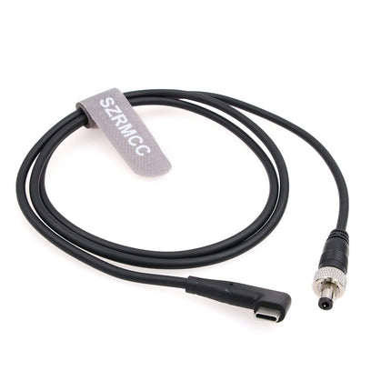 SZRMCC12V PD Type-C USB C täisnurga all lukustatava DC 2.1 2.5 päästiku toitekaabel Atomos Battery Eliminatorile Shinobi 7 Shogun Connecti videoseadmetele Pix-E7 E5 monitor (50cm)